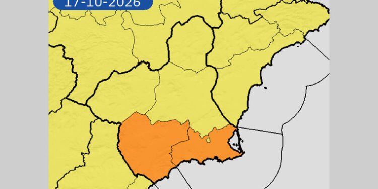 La Región afronta un sábado de lluvias intensas con aviso naranja en el litoral y el Guadalentín